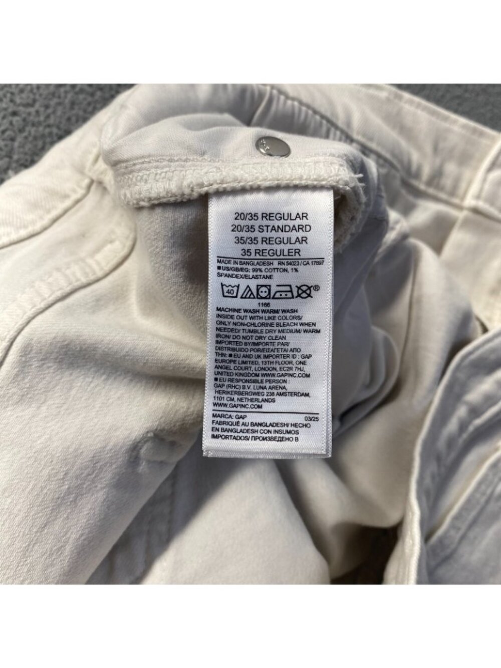 GAP High Rise Wide Leg Jeans Ecru Cream Denim Pants Women Size 20/35R - Picture 7 of 7